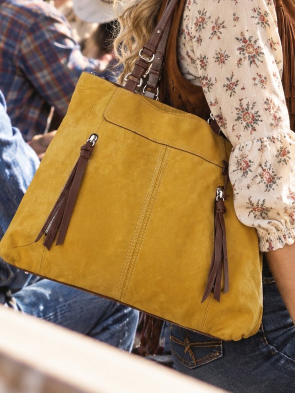 LONG LIVE VINTAGE Very Rustic FOSSIL rough Western ranch style raw leather bag